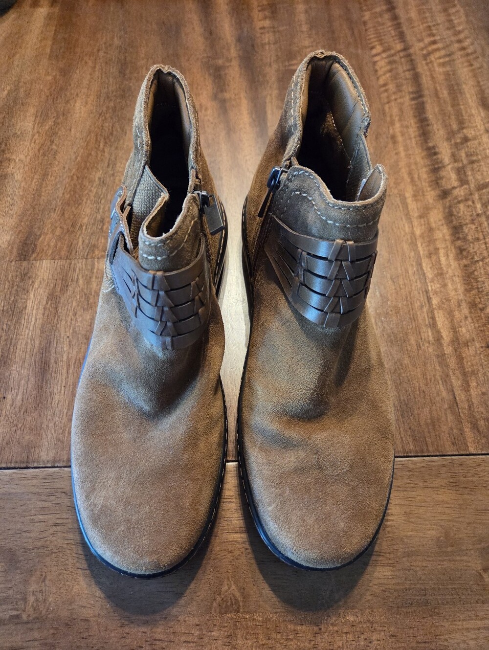 Earth Brown Suede Leather Ankle Boots Western Fall Size 8